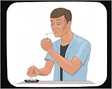 Review   / Man chain smoking Decorated Mouse Pad