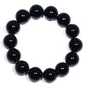 14mm Black Onyx Beaded Stretch Bracelet, 7"