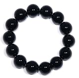 14mm Black Onyx Beaded Stretch Bracelet, 7