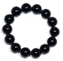 14mm Black Onyx Beaded Stretch Bracelet, 7"