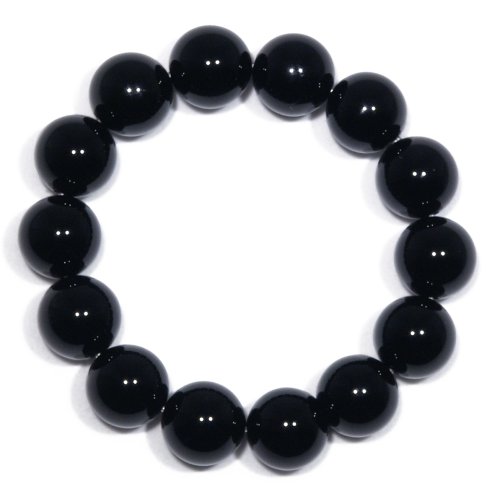 14mm Black Onyx Beaded Stretch Bracelet, 7