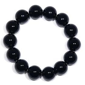 14mm Black Onyx Beaded Stretch Bracelet, 7" by Onyx Bracelet