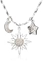 Sterling Silver Sun, Moon and Star Diamond Necklace