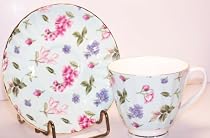 Fine Bone China Cup and Saucer Vintage Blue Chintz