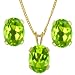 2.40 Ct Oval 7X5mm Green Peridot Gold Plated Earrings Pendant Set