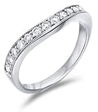 14k White Gold Diamond Curved Notched Wedding Anniversary Band Ladies Womens Channel Set Round Cut Diamond Ring