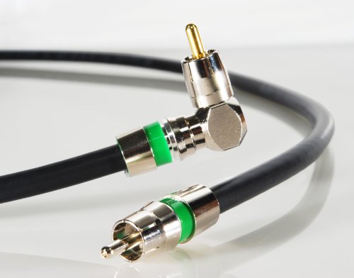 Mediabridge Ultra Series - Dual Shielded Subwoofer Cable - RCA Right Angle to RCA Straight Connector - 15ft