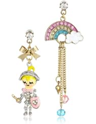 Betsey Johnson "Fairyland" Knight Mismatch Drop Earrings