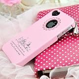 Korean Style Heart Circle Couple Metal Hard Cover Case for iPhone 4S 4G - Pink