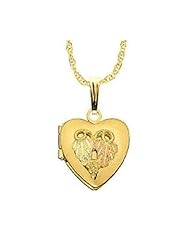 Stamper Black Hills Gold 10K Womens Locket. Leaf Adnornments. 18" Gold Filled Rope Chain. L13S