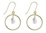 10k Yellow Gold, April Birthstone, White Topaz Briolette Dangle Earrings