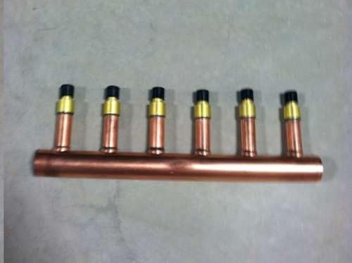 6 Loop 1" Copper Radiant Manifold w/ 1/2" Pex Crimp Fittings