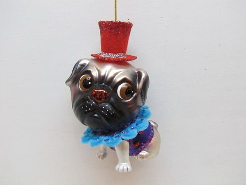 December Diamonds Blown Glass Ornament – Pug