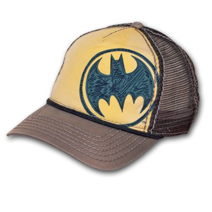  Batman Stitched Logo Yellow Gray Trucker Adjustable Cap
