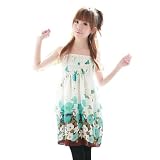 my closet 当店オリジナル仕様 ふんわり花柄シフォンチュニックキャミワンピース ブルー
