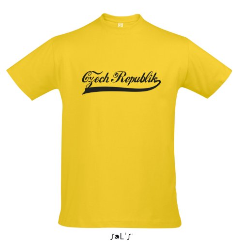 T-Shirt Tschechien Oldschool Czech Republic LÄNDERSHIRT EM / WM FAN Trikot S-XXL , Gold – schwarz , M