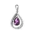 14K White Gold Amethyst and Diamond Pendant