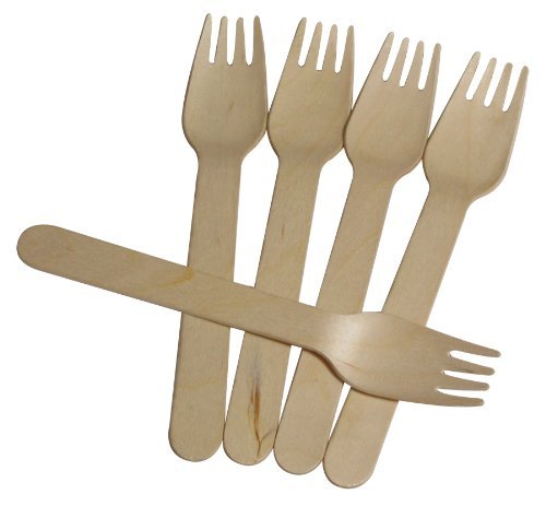 Wooden Forks - Disposable Wood Cutlery Silverware (100)