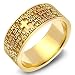 14K Yellow Gold Christian Cross Bible Wedding Band Ring 9mm, 12