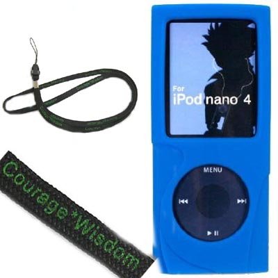 (4 in 1 combo)New Ipod Nano 4 Silicone Skin Case Cover for the New Apple iPod Nano Nano-Chromatic 4th Generation 8gb 16gb (Ipod Nano mp3 player not included) + Travel Charger for new ipod nano + Screen protector Kit, Blue + Wisdom*Courage Neckstrap (4 in 1 combo)New Ipod Nano 4 Silicone Skin Case Cover for the New Apple iPod Nano Nano-Chromatic 4th Generation 8gb 16gb (Ipod Nano mp3 player not included) + Travel Charger for new ipod nano + Screen protector Kit, Blue + Wisdom*Courage Neckstrap
