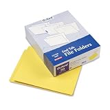 End Tab Folders, 2 Fasteners, Letter, 50/BX, Yellow