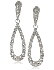 Sterling Silver Diamond Accent Elongated Teardrop Post Earrings