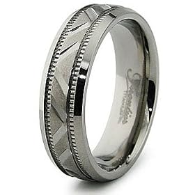 6.5mm Diamond Cut Titanium Ring - Size 7: West Coast Jewelry: Jewelry