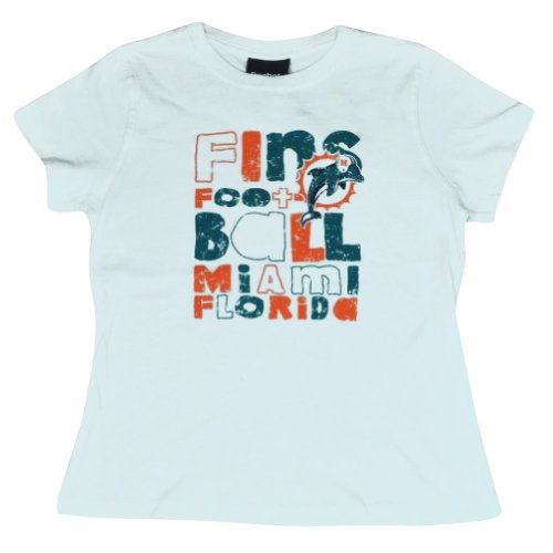 NFL Reebok Miami Dolphins Fins Girls Victoria Tshirt Distressed DK6110 Large 14