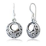 Sterling Silver Open Filigree Circle Dangle Handmade Earrings