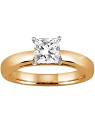 0.80 Ct Princess H/I I1 Diamond 18K Yellow Gold Solitaire Ring