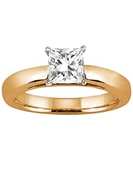 0.75 Ct Princess H/I SI1/SI2 Diamond 18K Yellow Gold Solitaire Ring
