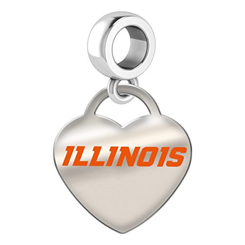 Illinois Fighting Illini Sterling Silver Color Heart Dangle