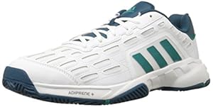 adidas Performance Men's Barricade Court 2 Tennis Shoe,White/Equipment Green/Mineral Blue,12.5 M US
