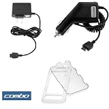 Transparent Clear Crystal Snap-On Hard Case + Car Charger + Home Travel Charger for Sprint Samsung SPH-M800 Instinct Cell Phone