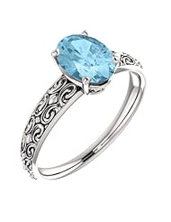 Platinum 8.00x6.00mm Oval Cut Aquamarine Ring -- LIFETIME WARRANTY
