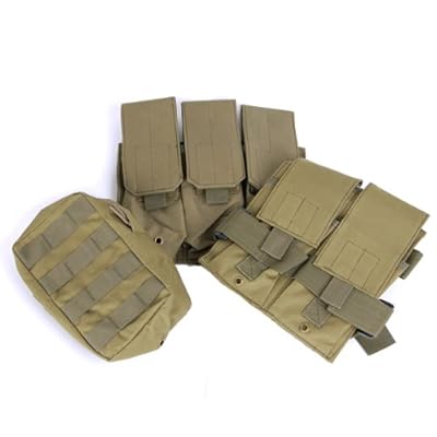 MOLLE仕様 ポーチ2点&2連レッグマガジンホルダーセット OD サバゲエントリー用に!#p011