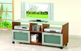 Tempered glass top TV / Plasma/ LCD stand entertainment center with wood and chrome accents