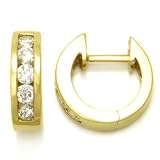 14K Yellow Gold Diamond Hoop Earrings