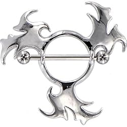 Silver Fierce Flames Nipple Shield
