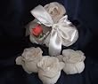 Scented Rose Shaped Soaps in Heart Box - White with Satin Ribbon & Thank You Card - Wedding Favors