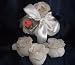 Scented Rose Shaped Soaps in Heart Box - White (Set of 12) with Satin Ribbon & Thank You Card - Wedding Favors