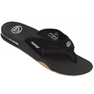 Reef Men's Fanning Sandal, Black/Silver, 12 M US