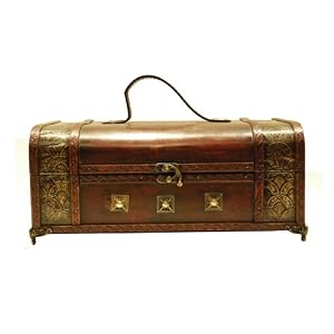 True Fabrications Guilded Chest Wood Wine Box 2-Bottle Wine Holder by