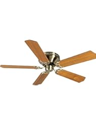Home Improvement: Craftmade K10997 Pro Contemporary Flush Mount Ceiling Fan with Contractor Standard Teak Blades, Antique Brass, 52" - Lumtopia--DROPSHIP