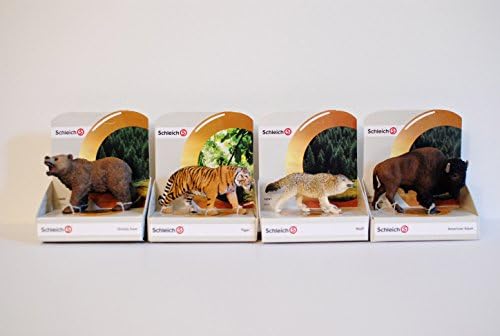 Schleich Animal Figures - Wolf, American Bison, Grizzly Bear, Tiger