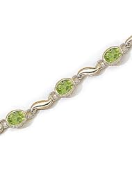 14kt Yellow Gold Oval Peridot and Diamond Bracelet