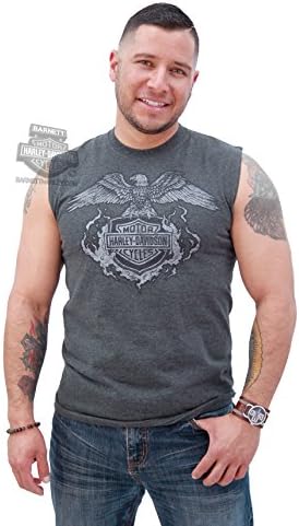 Harley-Davidson Mens Spread Shield Eagle Charcoal Sleeveless Muscle T-Shirt - XL