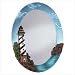LIGHT HOUSE LIGHTHOUSE BLUE SKY FRAMED OVAL WALL MIRROR