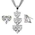 Bvlgari Inspired C.Z. Diamond Heart Pendant Earrings Set