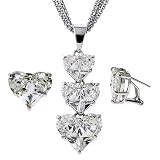Bvlgari Inspired C.Z. Diamond Heart Pendant Earrings Set